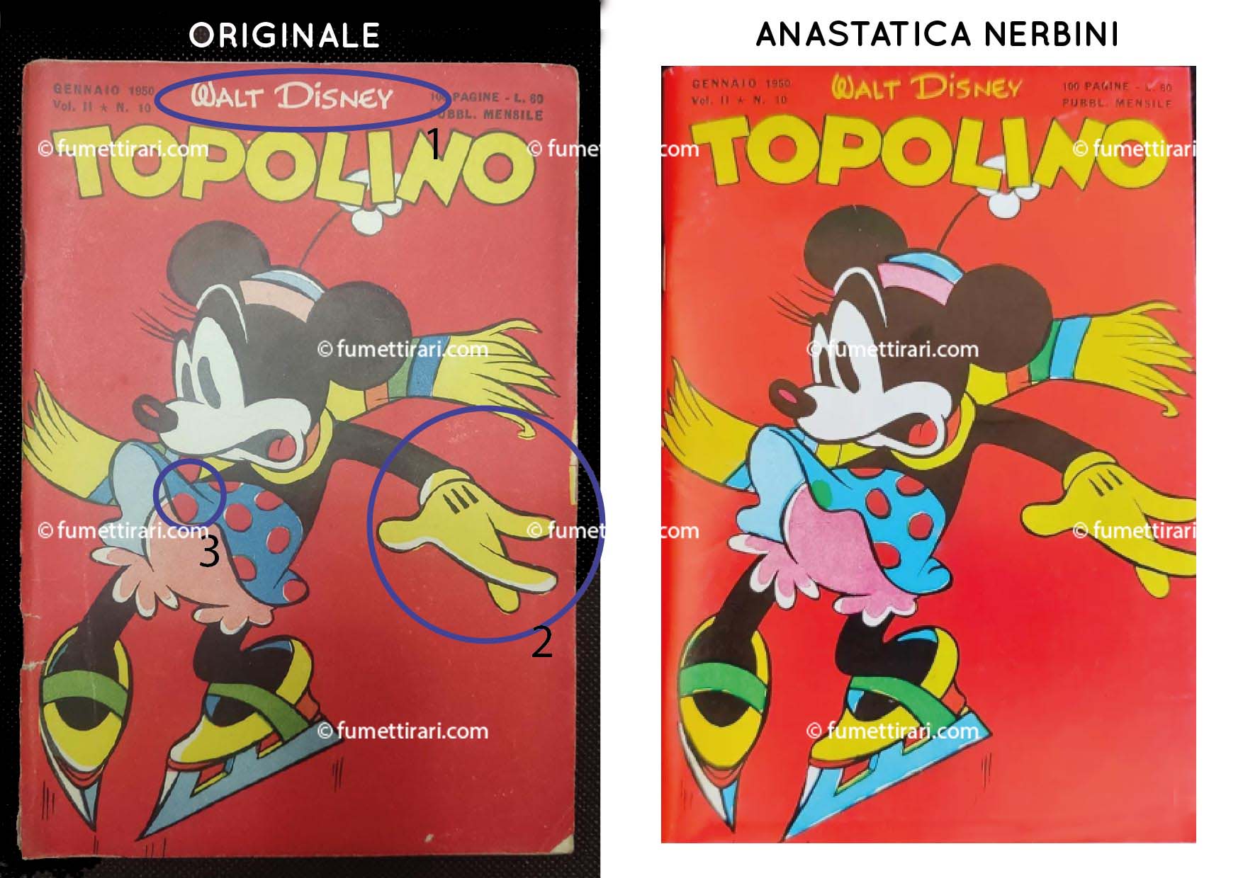 Topolino 10 confronto fra originale e ristampa