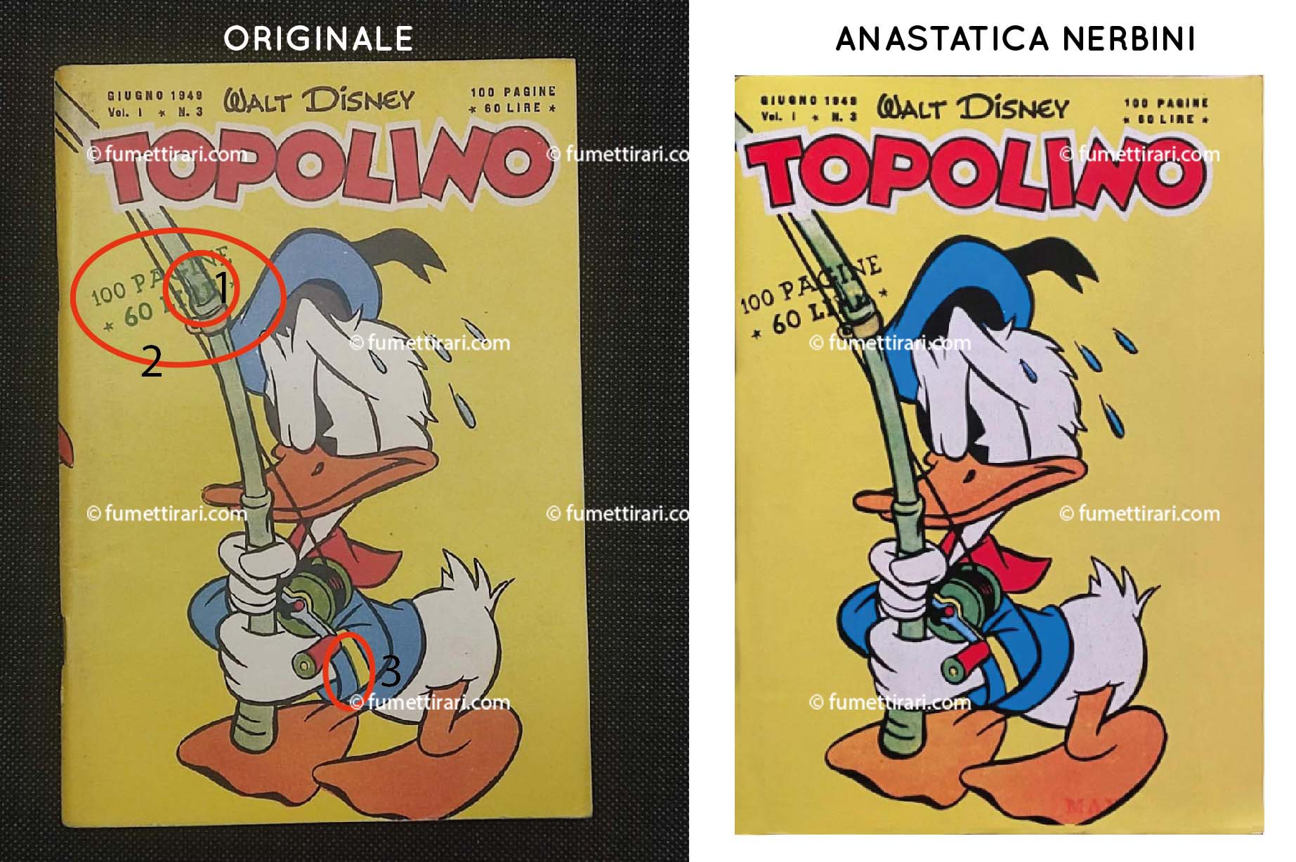 Topolino 3 confronto originale ristampa