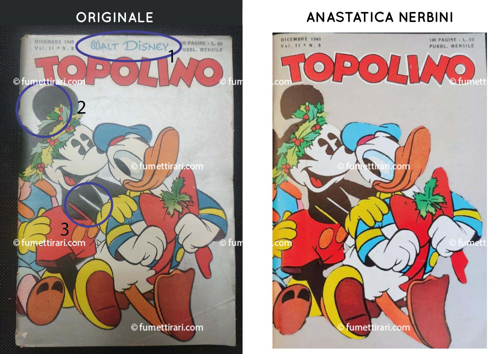 topolino numero 9 differenza fra originale mondadori e ristampa nerbini pichierri